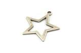 Silver Star Charm, 4 Antique Silver Plated Brass Star Charms With 1 Loop (29x26x1mm) BS 2190 H1291