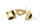 Brass Diamond Earring, 8 Raw Brass Rhombus Diamond Stud Earrings (24x23x0.50mm) D0301 A2163