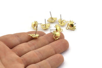 Brass Crab Earring, 4 Raw Brass Crab Stud Earrings (13mm) N0899 A2156