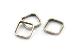 Silver Square Charm, 6 Antique Silver Plated Brass Square Connectors With 1 Hole (16.5x2.9x0.9mm) BS 2343