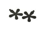 Black Leaf Charm, 8 Oxidized Black Brass Leaf Charms With 1 Loop, Pendants, Findings (24x21x1mm) D1049 S1116