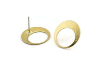 Brass Round Earring, 12 Raw Brass Hoop Stud Earrings (17.5x0.60mm) D1170 A2172