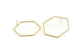 Brass Hexagon Earring, 6 Raw Brass Hexagon Stud Earrings (40mm) E300 A2169