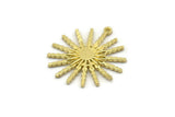 Brass Sun Charm, 2 Raw Brass Sun Charms With 1 Loop, Findings (30x27x2mm) N1525