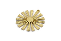 Brass Sun Charm, 2 Raw Brass Sun Charms With 1 Loop, Findings (30x28x2mm) N1530