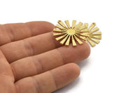 Brass Sun Charm, 2 Raw Brass Sun Charms With 1 Loop, Findings (30x28x2mm) N1530