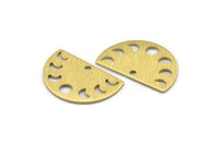 Brass Moon Charm, 10 Textured Raw Brass Moon Phases Charms With 1 Hole (22x14x0.80mm) M01563