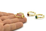 Brass Ring Settings, 3 Raw Brass Round Ring With 1 Stone Setting - Pad Size 6mm N1562