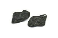 Black Irregular Charm, 6 Oxidized Black Brass Irregular Shaped Charms With 1 Hole, Pendants, Findings (37x27x0.60mm) D0804