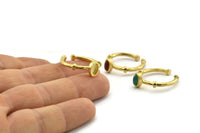 Brass Ring Settings, 3 Raw Brass Oval Ring With 1 Stone Setting - Pad Size 4x6mm N1556