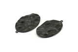 Black Oval Charm, 6 Oxidized Black Brass Wavy Oval Charms With 1 Loop, Pendants, Earrings, Findings (37x23x0.50mm) D0807