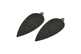 Black Drop Charm, 6 Oxidized Black Brass Carrot Pendants With 1 Loop, Earrings, Findings (43x19x0.70mm) D1099