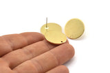 Brass Round Earring, 4 Raw Brass Round Stud Earrings With 1 Hole (20x1.2mm) D1381