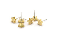 Brass Star Earring, 8 Raw Brass Star Stud Earrings (8x2.6mm) D0126 A2008