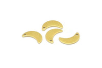 Brass Moon Charm, 24 Raw Brass Crescent Moon Charms With 1 Hole, Blanks (15x6x0.80mm) A2225