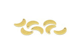 Brass Moon Charm, 24 Raw Brass Crescent Moon Charms With 1 Hole, Blanks (15x6x0.80mm) A2225