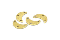 Brass Moon Charm, 24 Textured Raw Brass Crescent Moon Charms With 3 Holes, Blanks (15x6x0.80mm) A2232