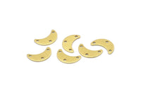 Brass Moon Charm, 24 Textured Raw Brass Crescent Moon Charms With 3 Holes, Blanks (15x6x0.80mm) A2232