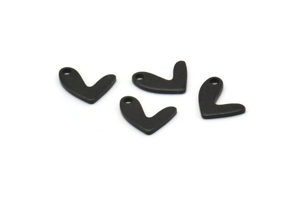 Black Letter Charm, 25 Oxidized Black Brass V Shape Charms With 1 Hole, Findings (11x8x1mm) D1194