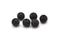 Black Ball Bead, 10 Oxidized Black Brass Spacer Beads, Findings (12mm) D1253 H1372