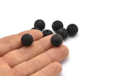 Black Ball Bead, 10 Oxidized Black Brass Spacer Beads, Findings (12mm) D1253 H1372