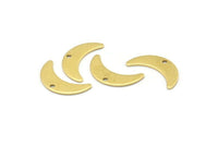 Brass Moon Charm, 24 Raw Brass Crescent Moon Charms With 1 Hole, Blanks (20x6x0.80mm) A2229