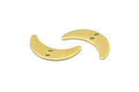 Brass Moon Charm, 24 Raw Brass Crescent Moon Charms With 2 Holes, Blanks (20x6x0.80mm) A2235