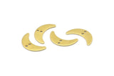 Brass Moon Charm, 24 Raw Brass Crescent Moon Charms With 2 Holes, Blanks (20x6x0.80mm) A2235