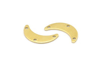 Brass Moon Charm, 24 Raw Brass Crescent Moon Charms With 3 Holes, Blanks (20x6x0.80mm) A2222