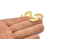 Brass Moon Charm, 24 Textured Raw Brass Crescent Moon Charms With 3 Holes, Blanks (20x6x0.80mm) A2231