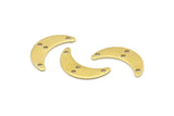 Brass Moon Charm, 24 Textured Raw Brass Crescent Moon Charms With 4 Holes, Blanks (20x6x0.80mm) A2236