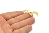 Brass Moon Charm, 24 Raw Brass Crescent Moon Charms With 4 Holes, Blanks (20x6x0.80mm) A2236