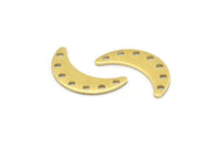 Brass Moon Charm, 24 Raw Brass Crescent Moon Charms With 7 Holes, Blanks (20x6x0.80mm) A2223