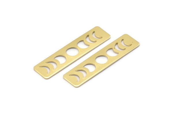 Brass Rectangle Blank, 10 Raw Brass Moon Phases Stamping Blanks (40x10x0.80mm) M01996