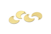 Brass Moon Charm, 24 Textured  Raw Brass Crescent Moon Charms With 1 Hole (15x8x1mm) M01859