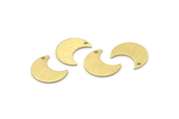 Brass Moon Charm, 24 Textured  Raw Brass Crescent Moon Charms With 1 Hole (15x8x1mm) M01859