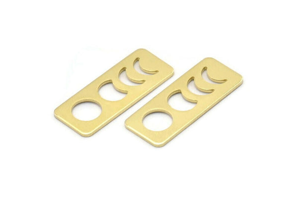 Brass Rectangle Blank, 10 Raw Brass Moon Phases Stamping Blanks (25x10x0.80mm) M01882