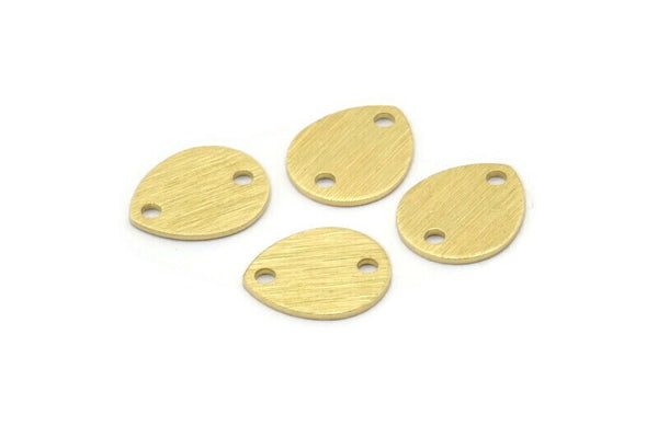 Brass Drop Charm, 12 Textured Raw Brass Drop Charms With 2 Holes, Stamping Blanks (12x0.70mm) M01853