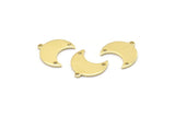 Brass Moon Charm, 24 Raw Brass Crescent Moon Charms With 1 Loop And 2 Holes (15x9x1mm) M01832