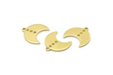 Brass Moon Charm, 24 Raw Brass Crescent Moon Charms With 1 Loop And 3 Holes (15x9x1mm) M01829