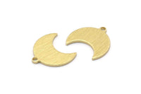 Brass Moon Charm, 24 Textured Raw Brass Crescent Moon Charms With 1 Loop (15x9x1mm) M01839