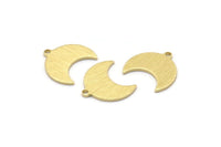 Brass Moon Charm, 24 Textured Raw Brass Crescent Moon Charms With 1 Loop (15x9x1mm) M01839