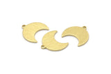 Brass Moon Charm, 24 Textured Raw Brass Crescent Moon Charms With 1 Loop (15x9x1mm) M01839