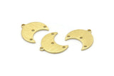 Brass Moon Charm, 24 Textured Raw Brass Crescent Moon Charms With 1 Loop And 3 Holes (15x9x1mm) M01842