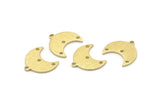 Brass Moon Charm, 24 Textured Raw Brass Crescent Moon Charms With 1 Loop And 3 Holes (15x9x1mm) M01842