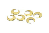 Brass Moon Charm, 12 Raw Brass Crescent Moon Charms With 3 Holes (14x13.5x0.80mm) M01656