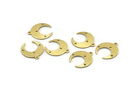 Brass Moon Charm, 12 Raw Brass Crescent Moon With 1 Loop And 3 Holes, Earrings (16x14x0.80mm) M01658