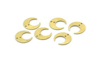 Brass Moon Charm, 12 Textured Raw Brass Crescent Moon Charms With 2 Holes (14x13.5x0.80mm) M01650