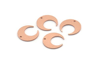 Copper Moon Charm, 12 Raw Copper Crescent Moon Charms With 1 Hole (14x13.5x0.80mm) M01628