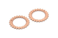 Copper Circle Charm, 2 Raw Copper Circle Charms With 1 Hole, Copper Connectors, Findings, Connectors (25x0.80mm) M01623